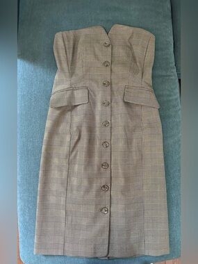 Banana Republic Glen Plaid Knee-length strapless dress- size 4